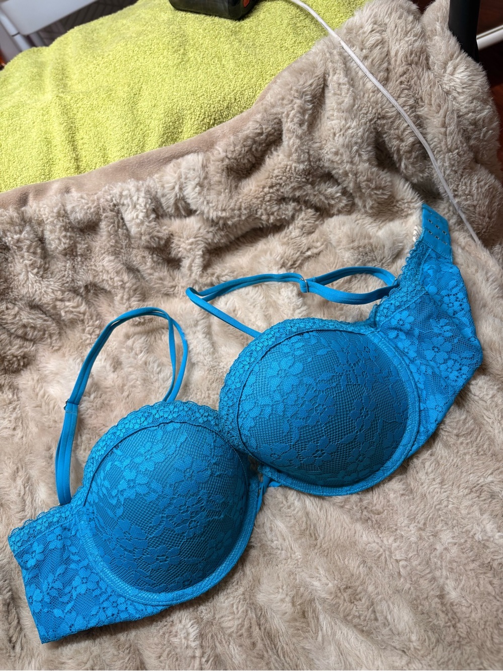 Blue Lace T-Shirt Bra - Women Intimates & Sleepwear 34C